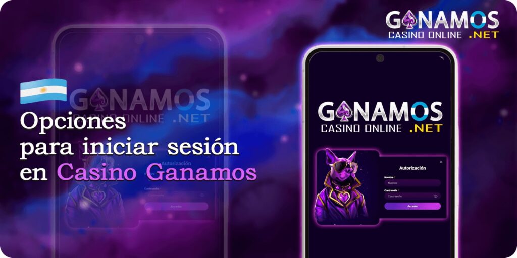 Opciones para iniciar sesión en Casino Ganamos